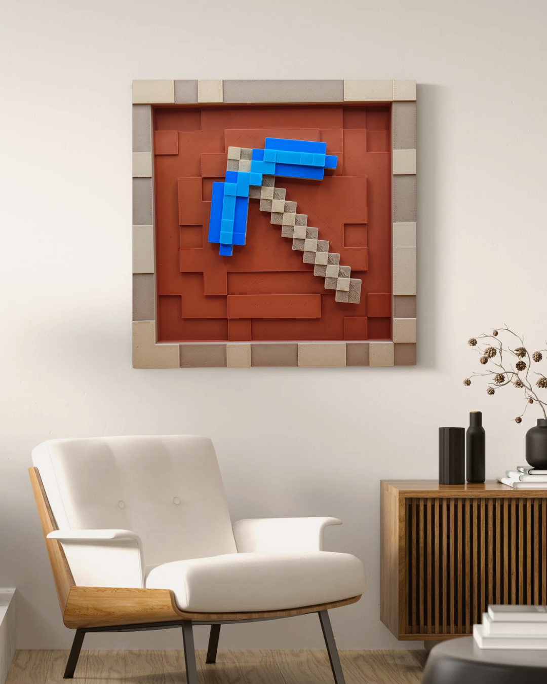 Minecraft Által Inspirált Tárgykeret – Gyémánt Csákánnyal (Mágneses)